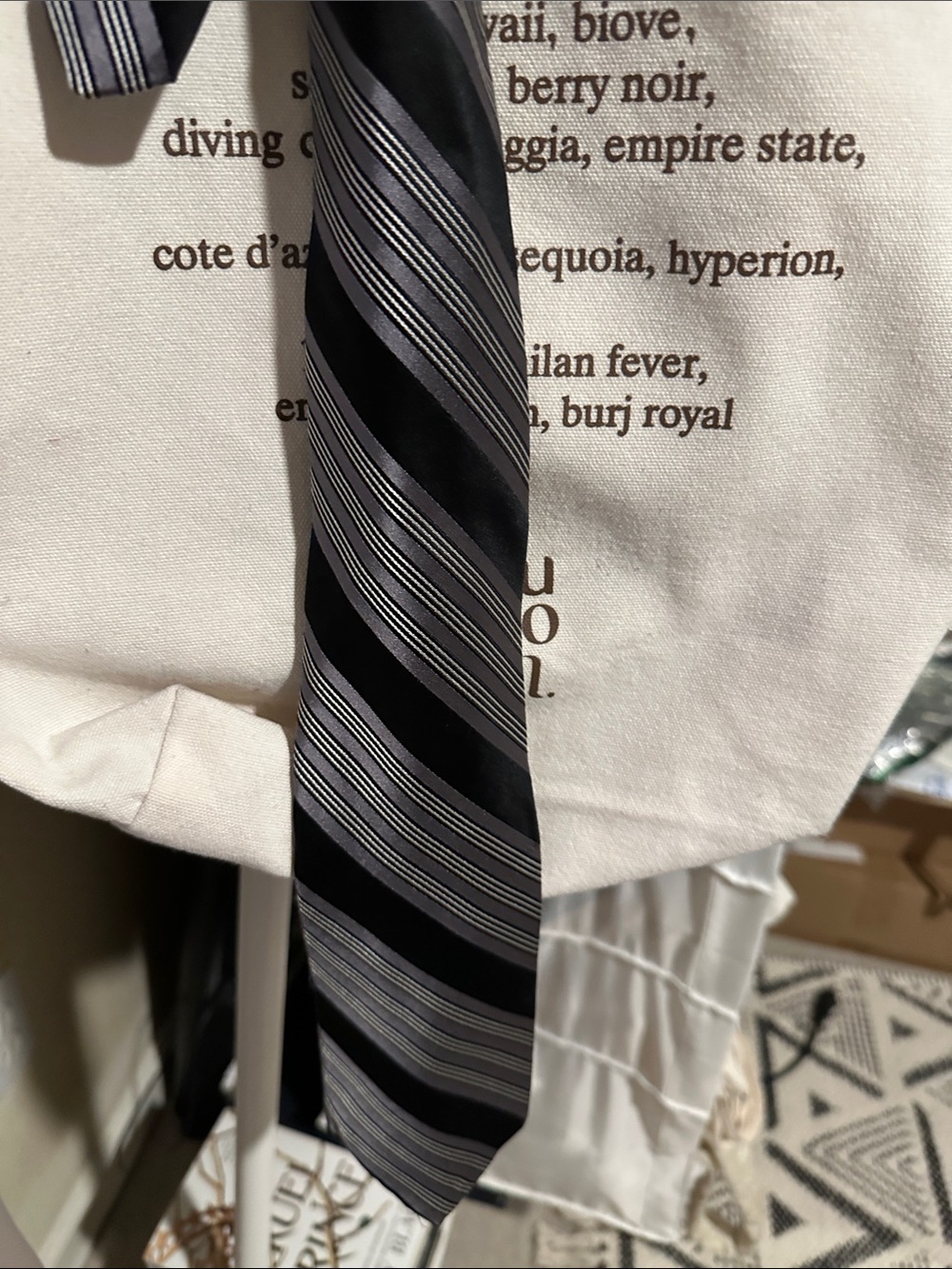 DKNY Black and Silver Striped Men's Tie